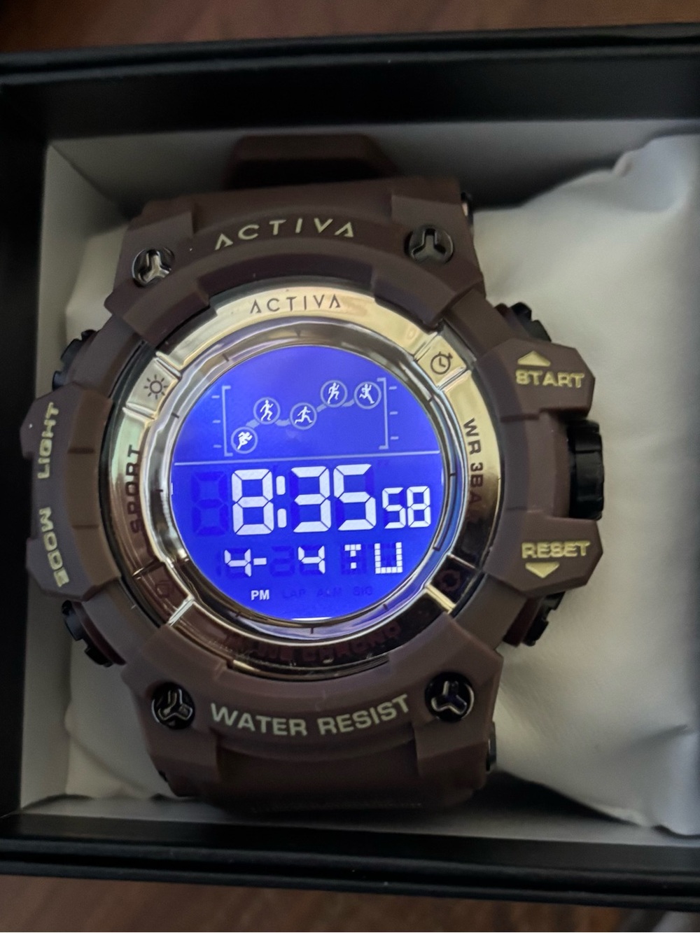 Activa active Brown and Gold Digital Sports Watch 50mm new nwtib